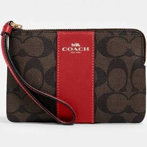 NWT COACH Signature Red Stripe Wristlet!